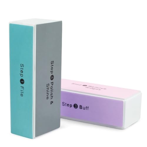 Ceemiaa 4-Way Nail Buffer Blocks - 2PCS Shiny Buffing Sponge for Filing, Smoothing & Polishing