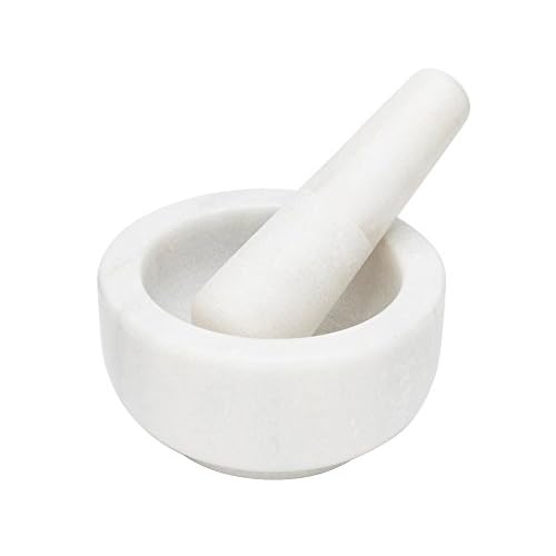 Fox Run Mortar and Pestle, Marble, White , 4.75"