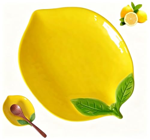 Ceramic Lemon Spoon Rest for Kitchen Counter & Stove - Yellow