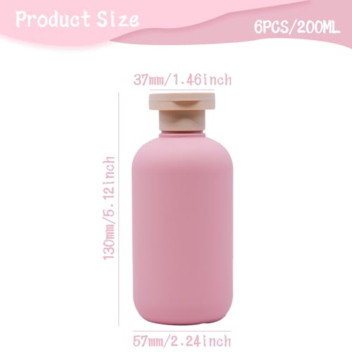 Begino 6-Pack Leakproof Travel Bottles - 6.8 oz Squeeze Shampoo & Lotion Containers
