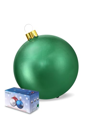 Inflatable Christmas Ornament Ball - 18 Inch Green Yard Decor - Indoor & Outdoor Holiday Decoration