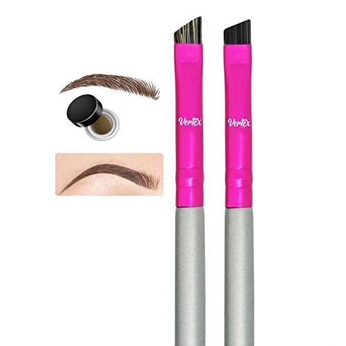 Vertex Firm Angled Eyebrow Brush Kit 2-Piece Hair Strokes Applicator