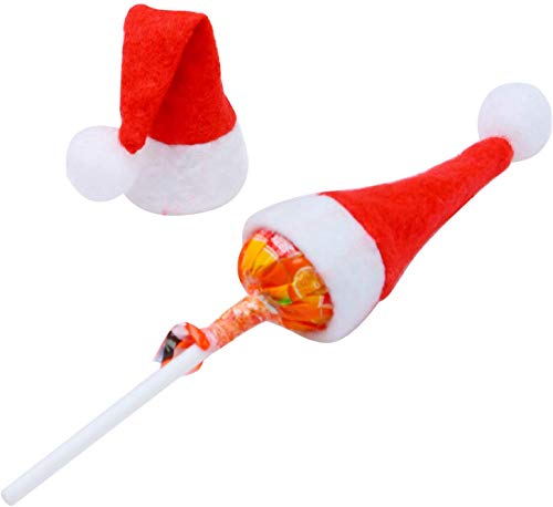 6 Pcs Mini Christmas Santa Lollipop Hats - Reusable Candy Covers