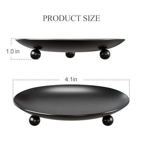 Apsvwys Black Pillar Candle Holders Set of 2 - 4 Inch Round Iron Trays