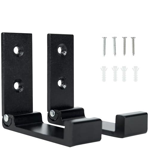 Aynoo 2 Pack Folding Heavy Duty Wall Coat Hooks - Black, Includes Hardware