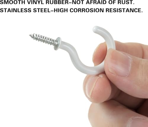 White 50pcs Ceiling Hooks Set - 6 Sizes Heavy Duty Screw Hooks for Walls & Ceilings, JCKHXG