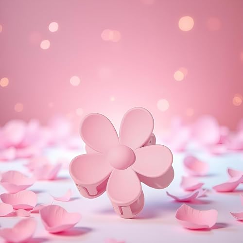 Pink Flower Hair Claw Clips - Non-Slip Plumeria Jaw Clips for All Hair Types