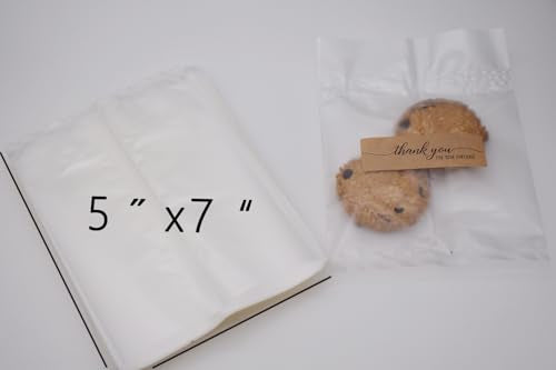 5x7 Inch Matte Cookie Bags - 100 Pcs Frosted Heat Seal Packaging
