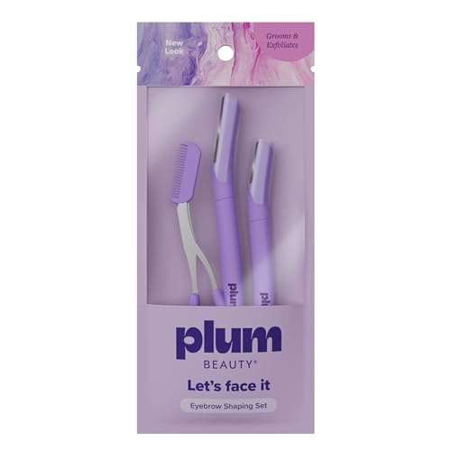 Plum Beauty Eyebrow Shaping Set – 3-Piece Brow Grooming Kit with Razors and Scissors