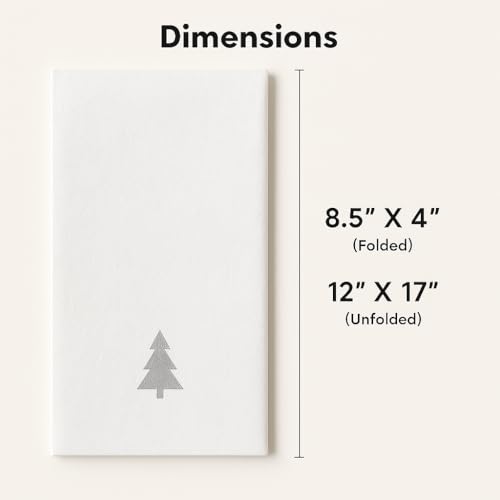 Silver Tree Christmas Napkins - 50 Linen-Like Disposable Holiday Hand Towels