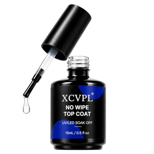 XCVPL No Wipe Gel Top Coat - 15 mL High Gloss UV/LED Nail Polish