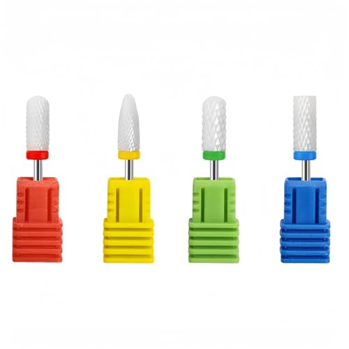 TIKMNO Ceramic Nail Drill Bits Set - 4 Pcs 3/32 Inch Professional Efile Bits