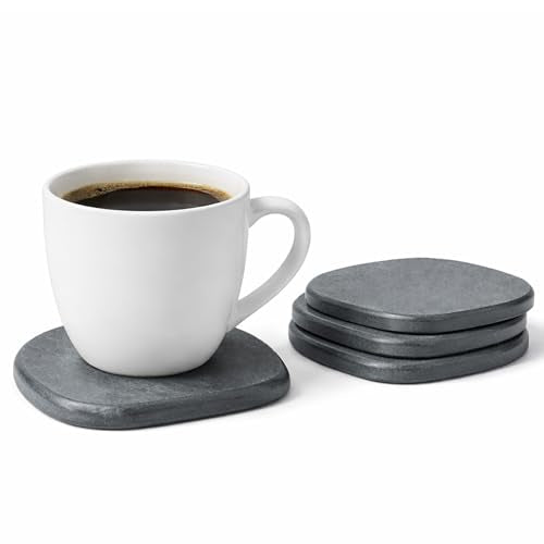 Diatomite Coasters - Fast Drying Absorbent Stone Coasters (4 Pack)