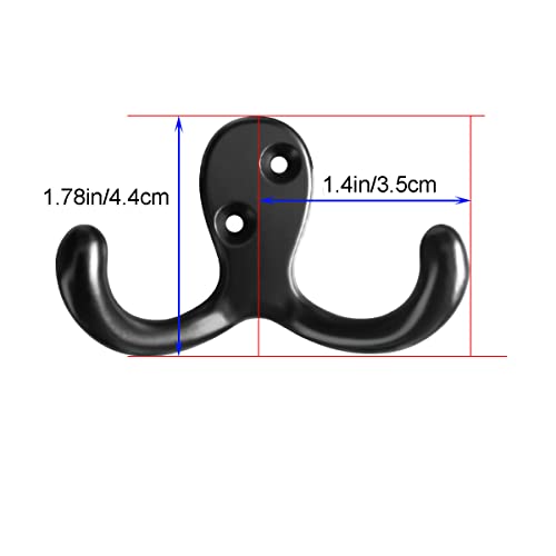 10pcs Black Heavy Duty Coat Hooks – Wall Mounted Double Robe Hooks