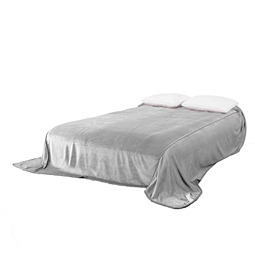 340GSM Flannel Bed Blanket Oversized King 144x144 Light Gray Cozy Microfiber