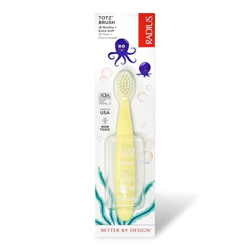 RADIUS Totz Extra Soft Toddler Toothbrush for Kids 18+ Months - Yellow