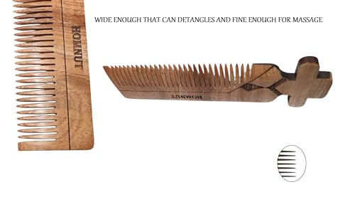 Sandalwood Pocket Hair Comb for Men - Wooden Detangling & Beard Grooming Comb