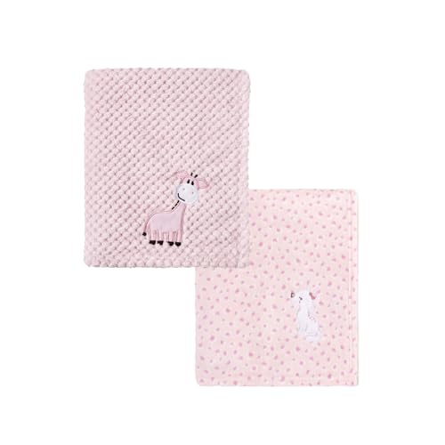 CREVENT Baby Blankets Set - 30''x40'' Fluffy Giraffe & Cat Design