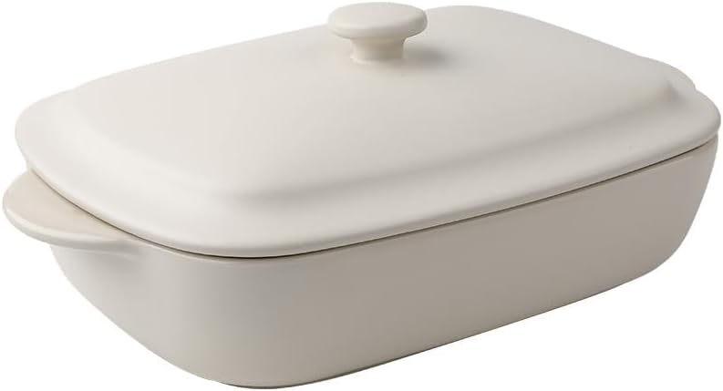 Regine Switzerland Ceramic Casserole Dish - 33oz Covered Rectangular Bakeware | Oven & Dishwasher Safe
