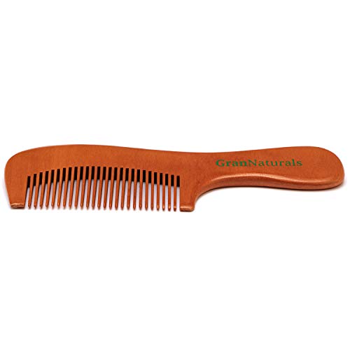 GranNaturals Wooden Comb with Handle - Anti-Static Hair & Beard Grooming Tool