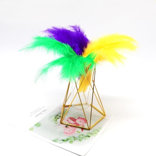 Bulk 300PCS Mardi Gras Turkey Feathers - 4-6 Inch Purple Green Gold