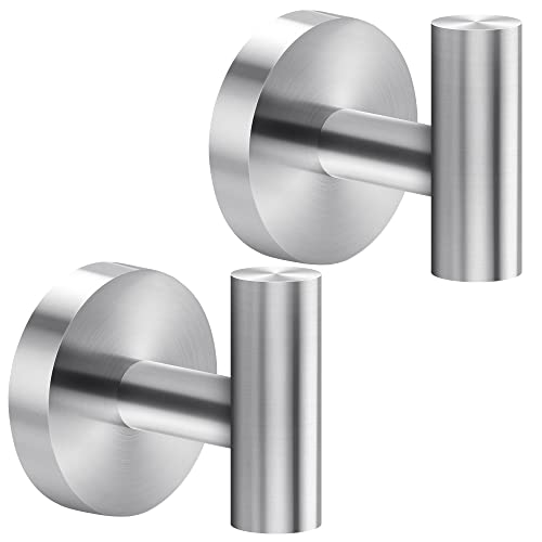 Ravinte Brushed Nickel Towel Hooks 2 Pack - Stainless Steel Wall Mount