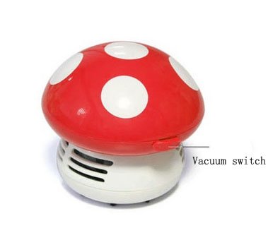 Honbay Portable Mushroom Desktop Vacuum Cleaner - Red Mini Desk Dust Sweeper