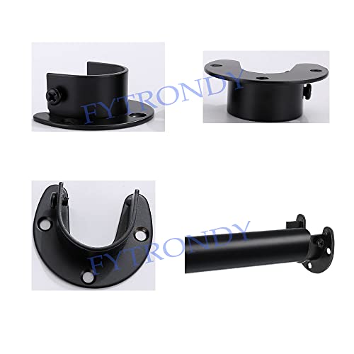 FYTRONDY Black Stainless Steel 3/4 Inch Wardrobe Closet Rod Bracket - Premium Edition
