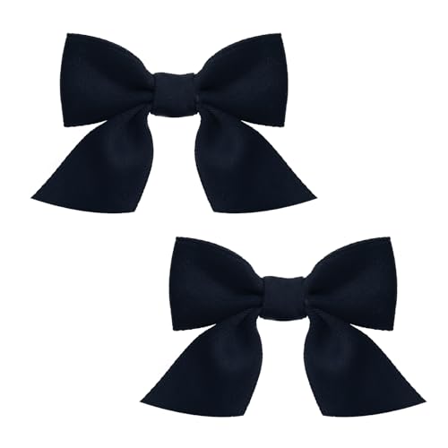 Penta Angel Small Satin Hair Bow Clips, Navy Blue Bowknot Barrettes, 2-Pack