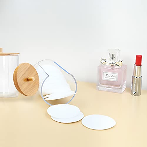 Travel Cosmetic Cotton Pad Holder Dispenser with Bamboo Lid - Makeup Organizer for Bathroom & Travel - Tearom