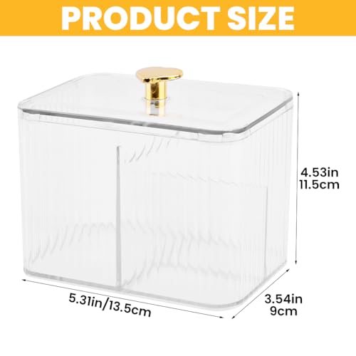 Kakalote 3-Compartment Q-Tip Holder & Makeup Organizer - Transparent
