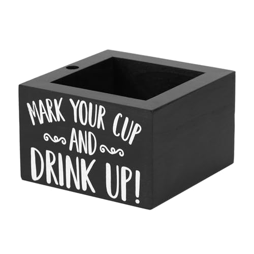 Wooden Disposable Cup Holder with Marker Slot - Rustic Drink Organizer for Parties & Home