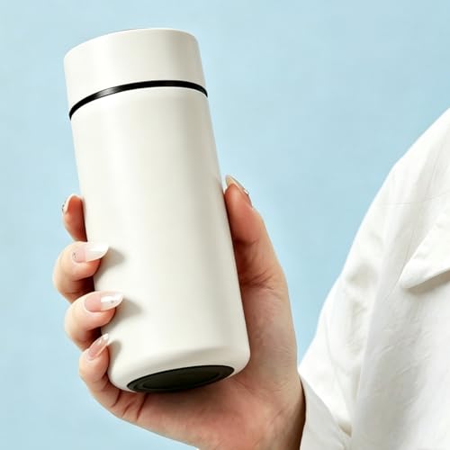 OZXUJCV 11oz Small Insulated Coffee Tumbler - Leakproof Stainless Steel Flask, Beige