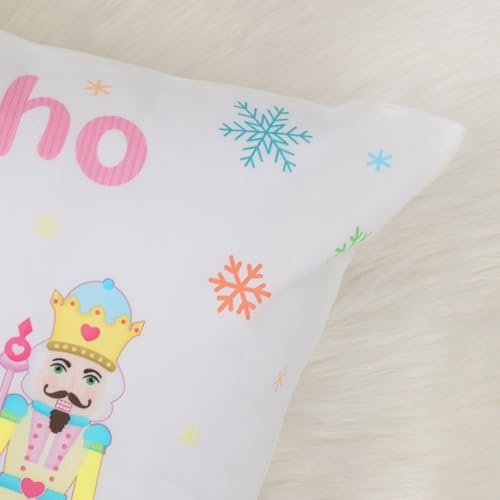 Bonhause Christmas Nutcracker Pillow Covers 12x20 Inch - Pink Set of 2