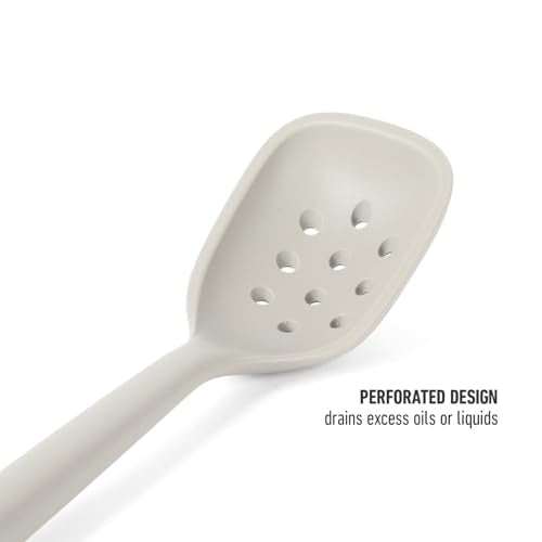 Calphalon Edge Heat-Resistant Silicone Slotted Skimmer Spoon - Taupe