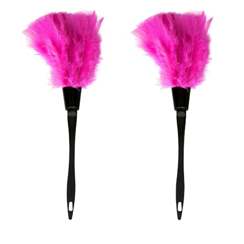 14-Inch Rose Red Feather Duster - 2 PCS Lightweight Home Cleaning Tool