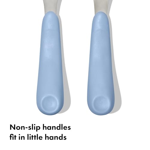 OXO Tot Fork and Spoon Set for Toddlers - Dusk Stainless Steel Utensils