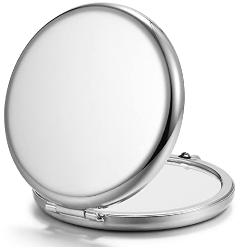 Portable Double-Sided Compact Mirror – 1x/2x Magnification, Silver