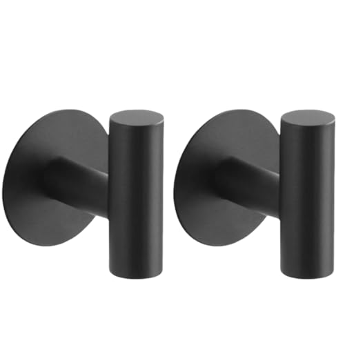 304 Stainless Steel Adhesive Hooks - Heavy Duty Coat Holder, Matte Black