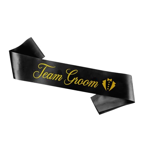 Team Groom Satin Sash Black and Gold for Bachelor Party Decorations