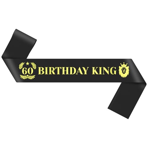 60th Birthday Sash for Men - Satin Black Gift for Him