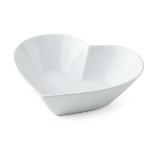 MIKASA Chalk Porcelain Heart-Shaped Bowl, Large Heart Bowl for Snacks and Salads, 21cm | White Serving Dish for Parties and Buffets | Dishwasher Safe & Gift Packaged
