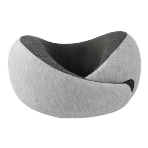 Memory Foam Travel Neck Pillow - Ergonomic & Compact Design for Airplane & Road Trips (Grey)