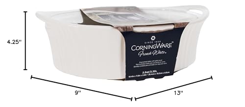 CorningWare French White 2.5-quart Oval Casserole with Glass Lid