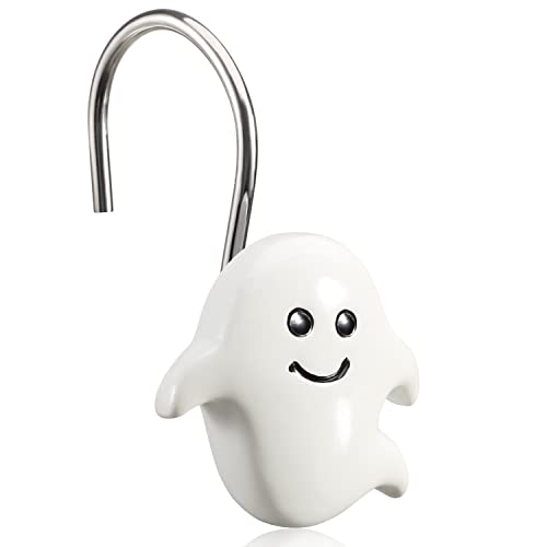 CHICTIE Halloween Ghost Shower Curtain Hooks - Set of 12 Rust-Resistant Rings