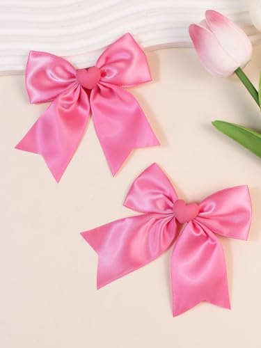 Valentine's Day Heart Hair Bow Clips for Girls and Toddlers 4-Pack
