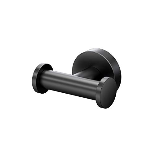 Gatco 4635AMX Glam Double Robe Hook, Matte Black / 3.10" W Wall Mount Double Robe, Towel Hook
