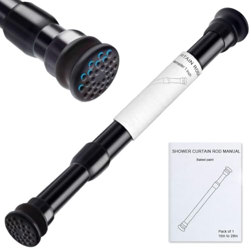 XIQIYY Black Tension Shower Rod, 16.8-26 Inch Adjustable Spring Rod