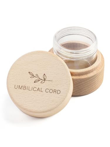 Minimalist Wooden Umbilical Cord Keepsake with Acrylic Box - Leaves