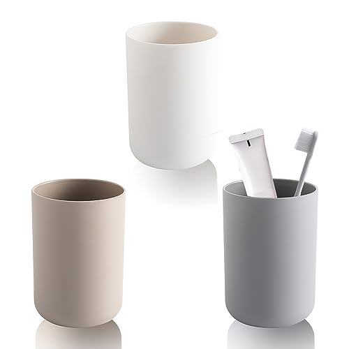 3-Pack Unbreakable Bathroom Tumbler Cups - Reusable Toothbrush Holders